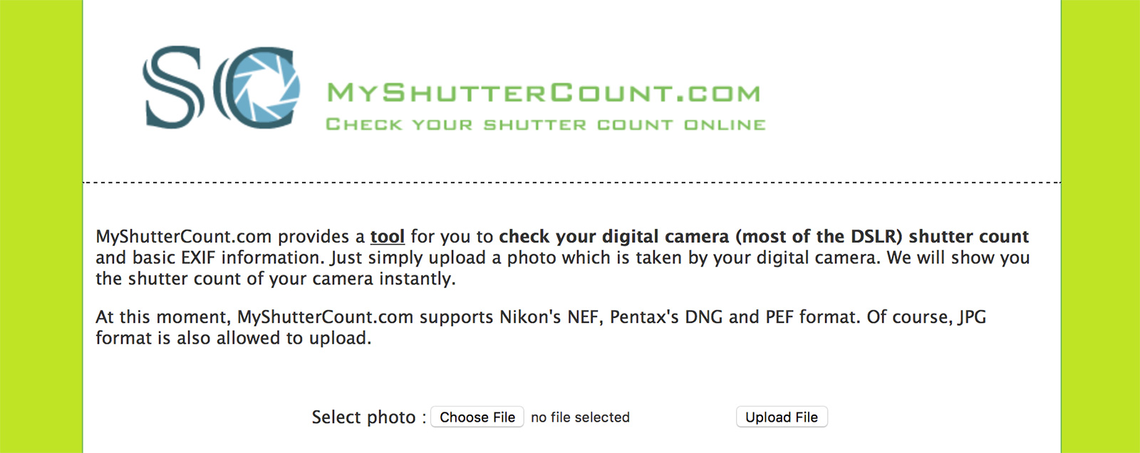 find camera shutter count