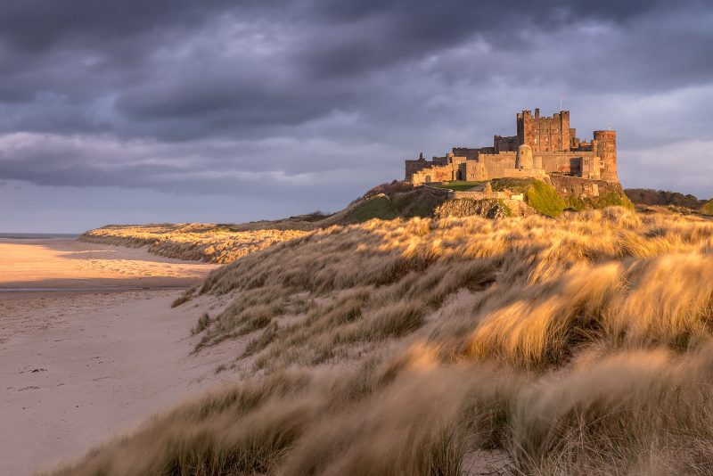 Bamburgh Castle taken from the sand dunes 