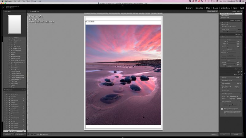 Proof copy view for printing in lightroom